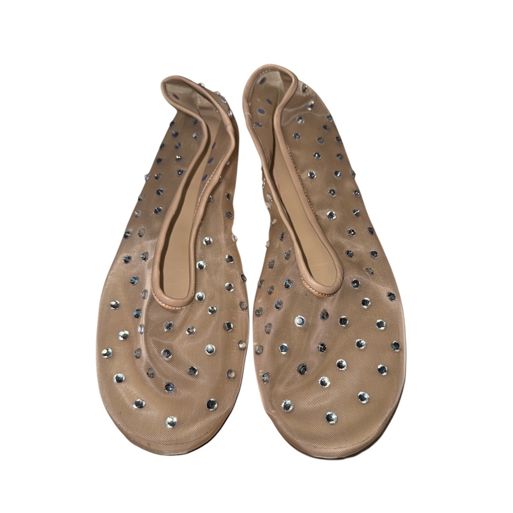 Tony Bianco Australia Milo Crystal Mesh Ballet Flats Nude Size 7.5